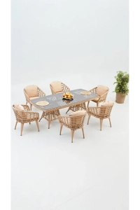 Linda Bahçe Balkon Masa Takımı 6 Kişilik